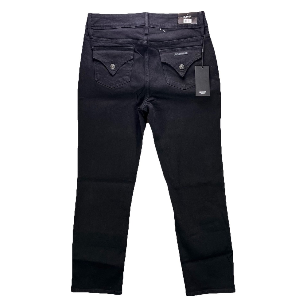 Hudson Los Angeles Jeans Womens 12 Tall Black Mid Rise Slim Straight Denim NWT